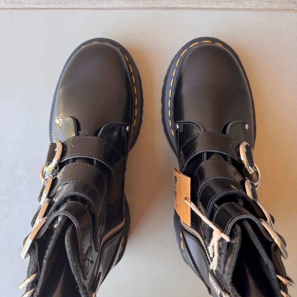 Dr. Martens Jadon Max Hardware HDW Platform Boots Womens 8 Straps Buckles Black - Picture 5 of 16